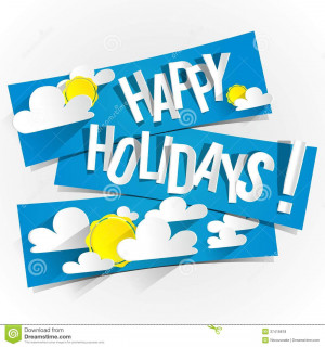 Happy Summer Holidays With Sun And Clouds On Blue Banners vector ...