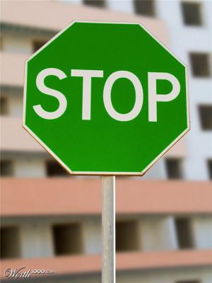 Green Stop Sign Stop? go? i'm so confused!