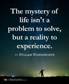 The mystery of life isn't a problem to solve, but a reality to ...