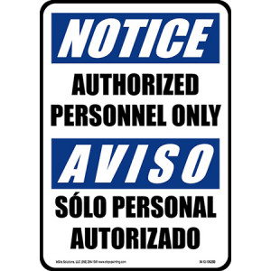 Notice Authorized Personnel Only Bilingual Sign
