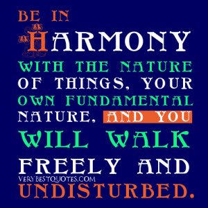 Be in harmony with the nature of things, your own fundamental nature ...