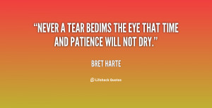 Never a tear bedims the eye that time and patience will not dry.