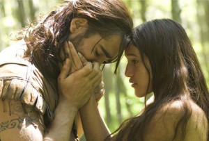 Still of Colin Farrell and Q'orianka Kilcher in The New World