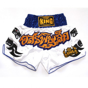 Top King Muay Thai Shorts - Blue and White