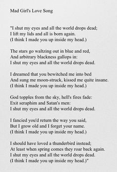 Mad Girl's Love Song - Sylvia Plath More