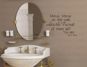 Mirror on the wall Fairest Girl Bathroom Vinyl Wall Lettering words ...