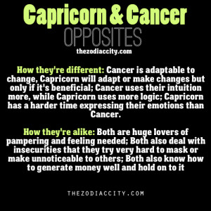 Zodiac Opposites, Capricorn & Cancer: How they’re alike & different.