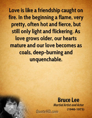 Love is like a friendship caught on fire. In the beginning a flame ...