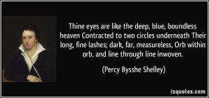 Thine eyes are like the deep, blue, boundless heaven Contracted to two ...