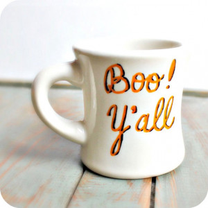 Halloween Funny Mug coffee tea cup diner mug orange black white hand ...