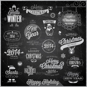 GraphicRiver Christmas Set of Labels and Emblems on Chalkboard 6298252