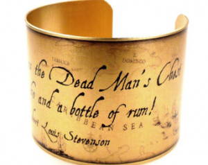 ... Quote Brass Cuff Br acelet, Pirate Map, Literary Jewelry, Pirate Quote