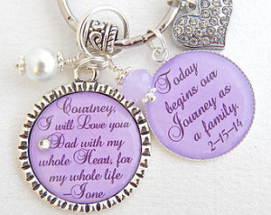 step daughter gift step mother purp le chram necklace wedding keychain ...