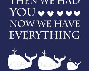 Navy Blue and White Whale/Nautical Nursery Quote Print - 8x10