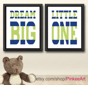 dream big baby boy, baby nursery decor blue green, nursery quote, kids ...