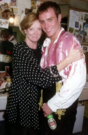 Dame Maggie Smith with her son Toby Stephens at the Barbican to toast ...