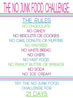 Junk Food Challenge on Pinterest