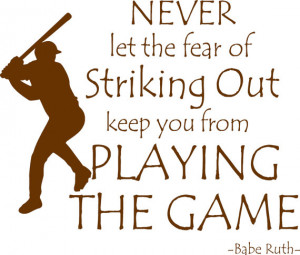 Baseball Quote Babe Ruth Playing The Game Vinyl Wall Decal Boys ...