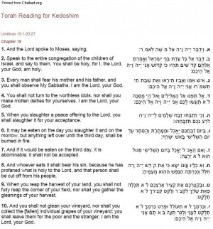 You can find the rest of the parsha text on Chabad.org at Kedoshim .