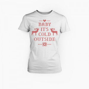 Baby It's Cold Outside shirt saying with red sweater stitch ...