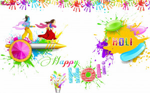 Happy Holi Colourful Wide Wallpapers with Quotes for free Download