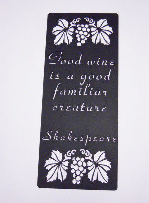 Shakespeare Wine Quote Metal Art sign