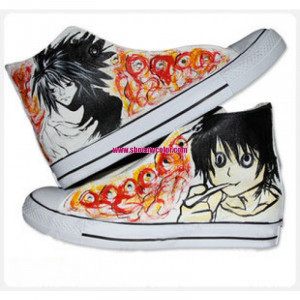 Death Note Light Yagami VS. L Hand Painted High Top Canvas Shoes