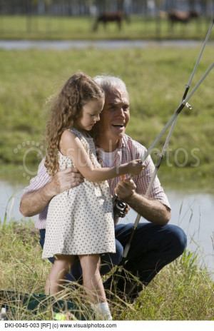 Grandfather and Granddaughter fishing