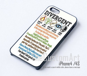 Divergent quotes white - For iPhone 4/4S Black Case Cover