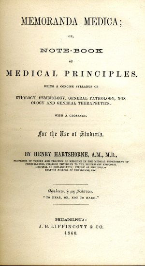 Notebook on Medical Principles, (1860), by Henry Hartshorne, M.D.