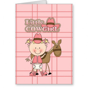 Little Baby Cowgirl with her Horse Greeting Card