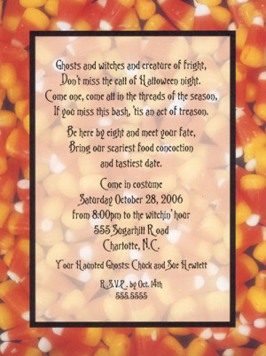 Candy Corn party invitations for fall themed and Halloween parties