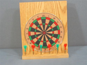 Desk Dart Board Game Office Game Wooden & Cork Dart Board With 6 Mini ...