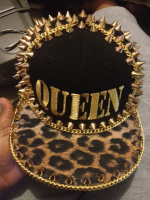 gold spike leopard cap Queen swag swaggy