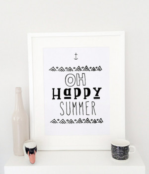 happy summer quote poster print, Typography Posters, Home wall decor ...