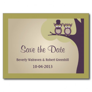 Cute Owl Wedding Save the Date Postcards