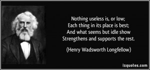 Nothing useless is, or low; Each thing in its place is best; And what ...