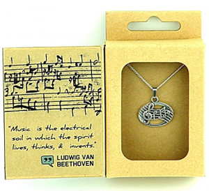 MUSIC PENDANT GIFT BOX w BEETHOVEN QUOTE - 