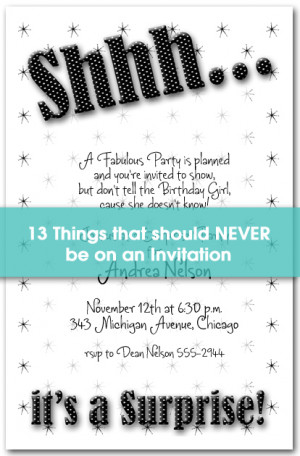 13 things that should NEVER be on an Invitation