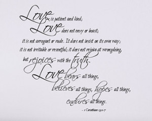 Corinthians 13 Love Verse Quote - Vinyl Wall Art Decal Custom Stickers
