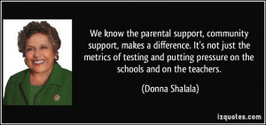 ... putting pressure on the schools and on the teachers. - Donna Shalala