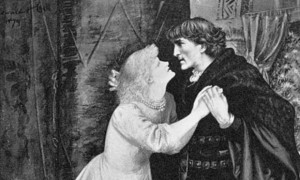 Illustration of English actors Ellen Terry and Henry Irving in Hamlet ...