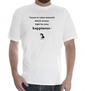 Mens-printed-cotton-T-Shirt-tee-shirts-design-Ayn-Rand-quote-Happiness