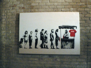 ... shopping irony banksy capitalism artwork satire 1200x900 wallpaper