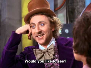 What scene in Willy Wonka (original) does he do the sarcastic ...