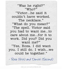 Vampire Academy Quotes | Dimitri Belikov and Rose Hathaway