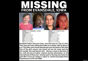 Missing Iowa Girls Lyric Cook-Morrissey and Elizabeth Collins (Photo ...