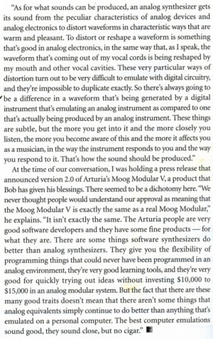 Conversation with Bob Moog: Analog vs. Digital Sound Generation