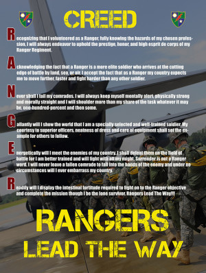 army rangers poster featuring the army rangers creed with a background ...