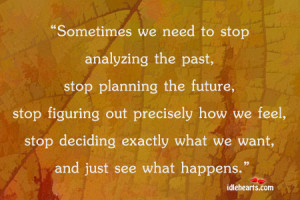 ... to Stop Analyzing the past,Stop Planning the Future ~ Future Quote